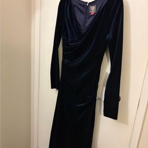Vince Camuto Midnight Blue Velvet Long Sleeve Dress